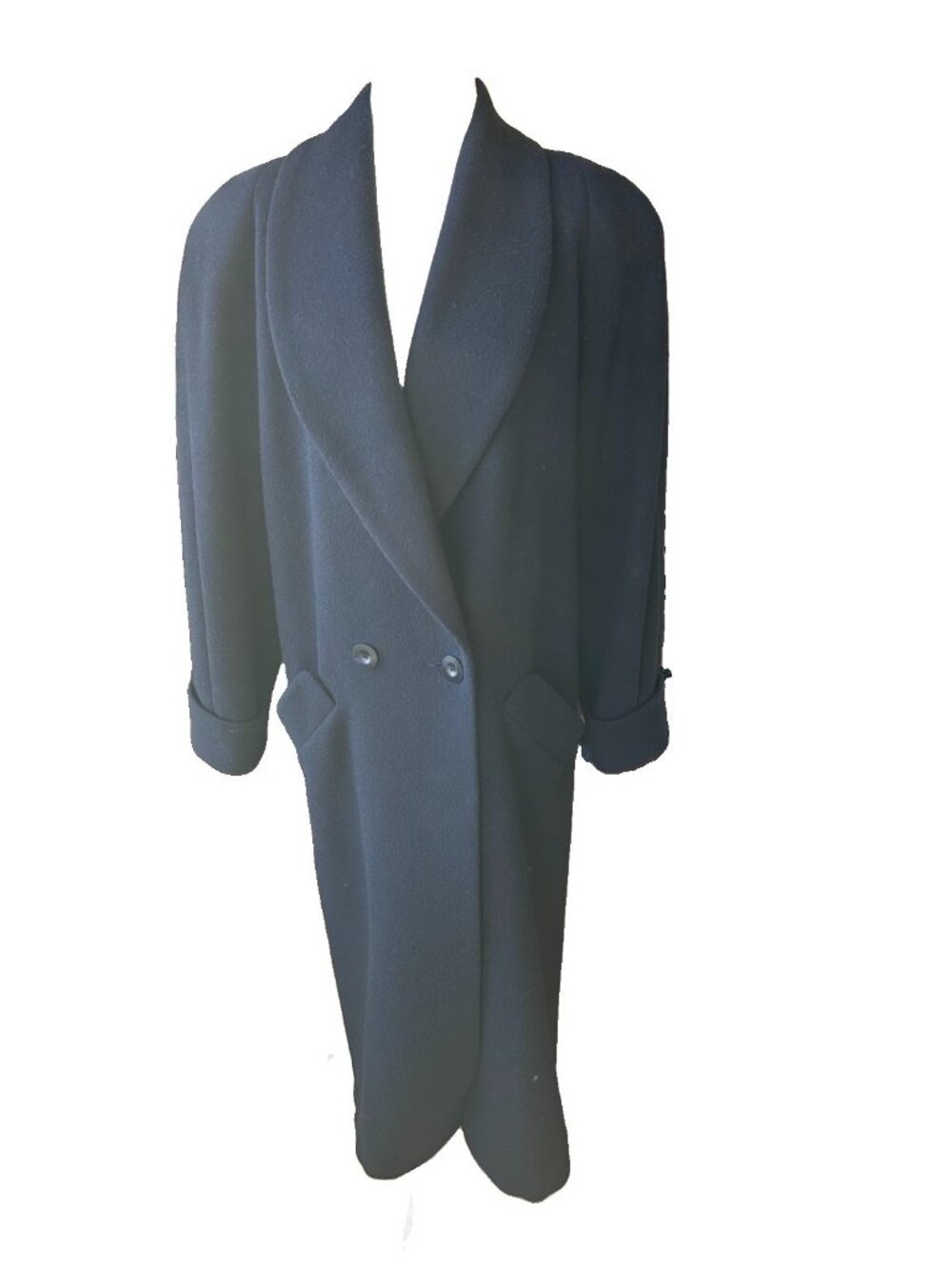 VINTAGE Donny Brook Women’s Navy Blue Wool Trench Double Breasted Coat Sz 8
